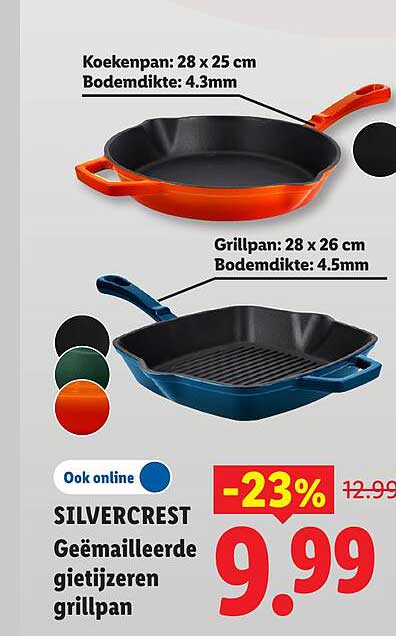 SILVERCREST Geëmailleerde gietijzeren grillpan