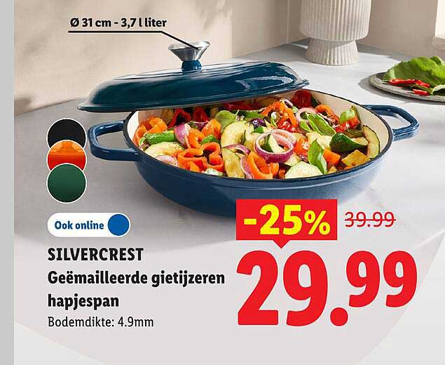 SILVERCREST Geëmailleerde gietijzeren hapjespan -25%