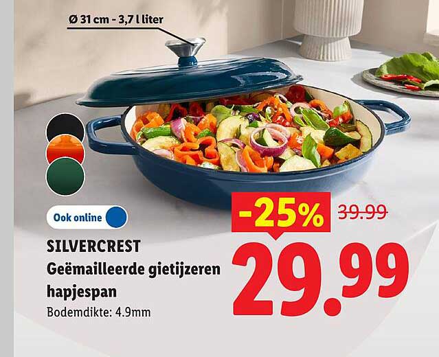 SILVERCREST Geëmailleerde gietijzeren hapjespan -25%