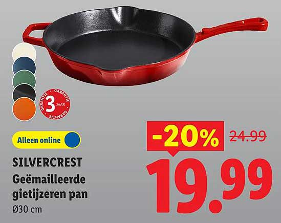 SILVERCREST Geëmailleerde gietijzeren pan Ø30 cm -20%