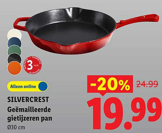 SILVERCREST Geëmailleerde gietijzeren pan Ø30 cm -20%