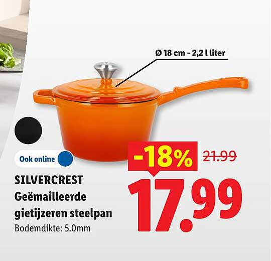 SILVERCREST Geëmailleerde gietijzeren steelpan