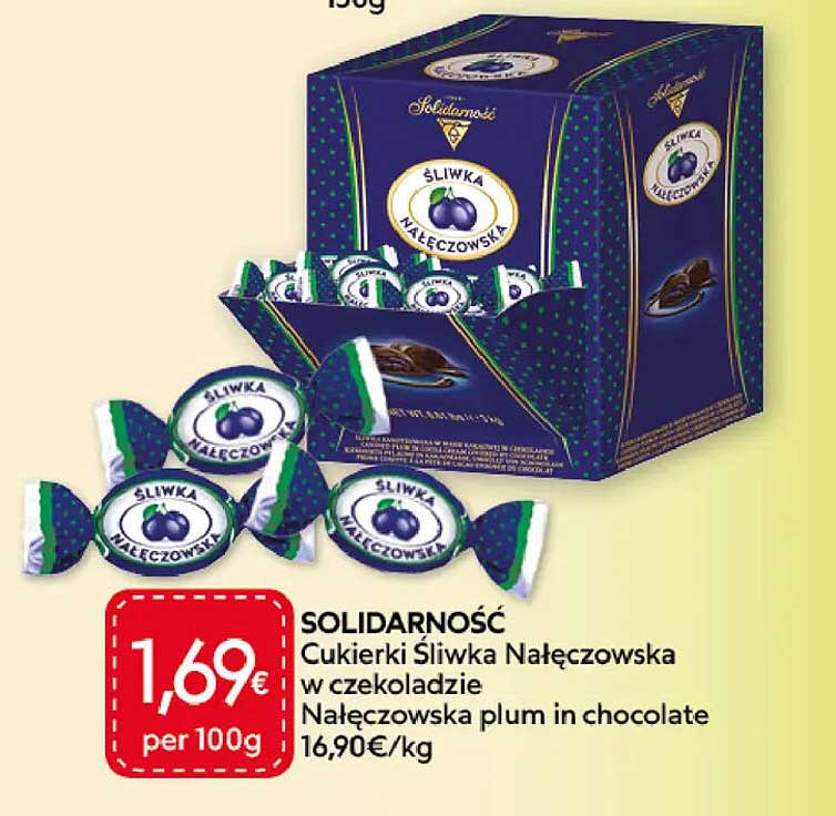 SOLIDARNOŚĆ Cukierki Śliwka Nałęczowska w czekoladzie Nałęczowska plum in chocolate