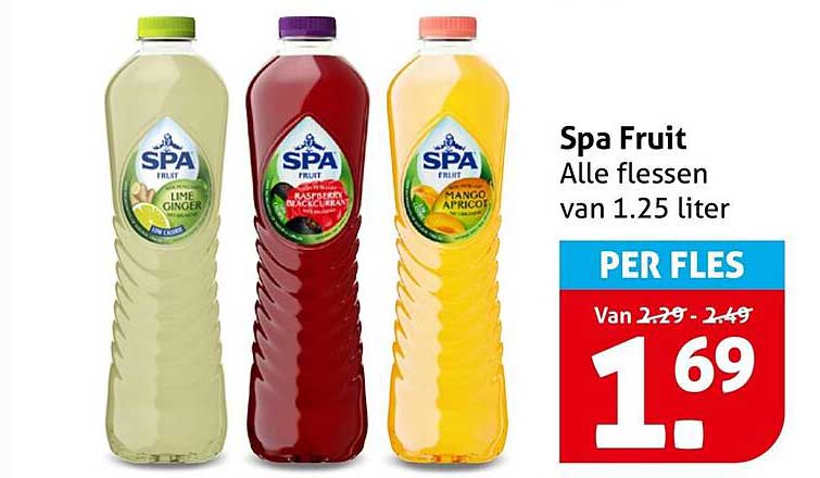 Spa Fruit Alle flessen van 1.25 liter PER FLES