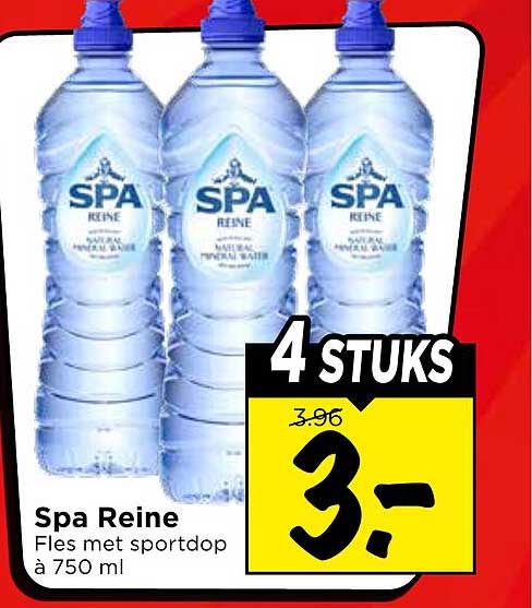 Spa Reine Fles met sportdop à 750 ml 4 STUKS