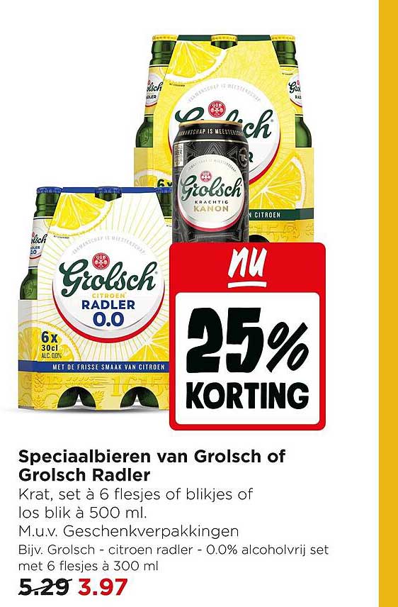 Speciaalbieren van Grolsch of Grolsch Radler 25% korting