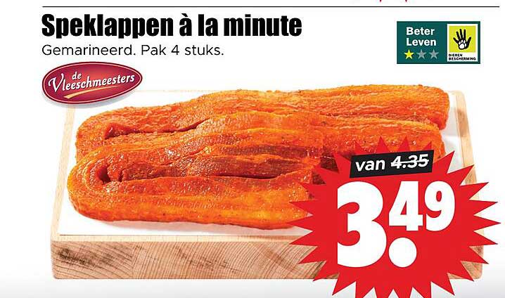 Speklappen à la minute Gemarineerd. Pak 4 stuks.