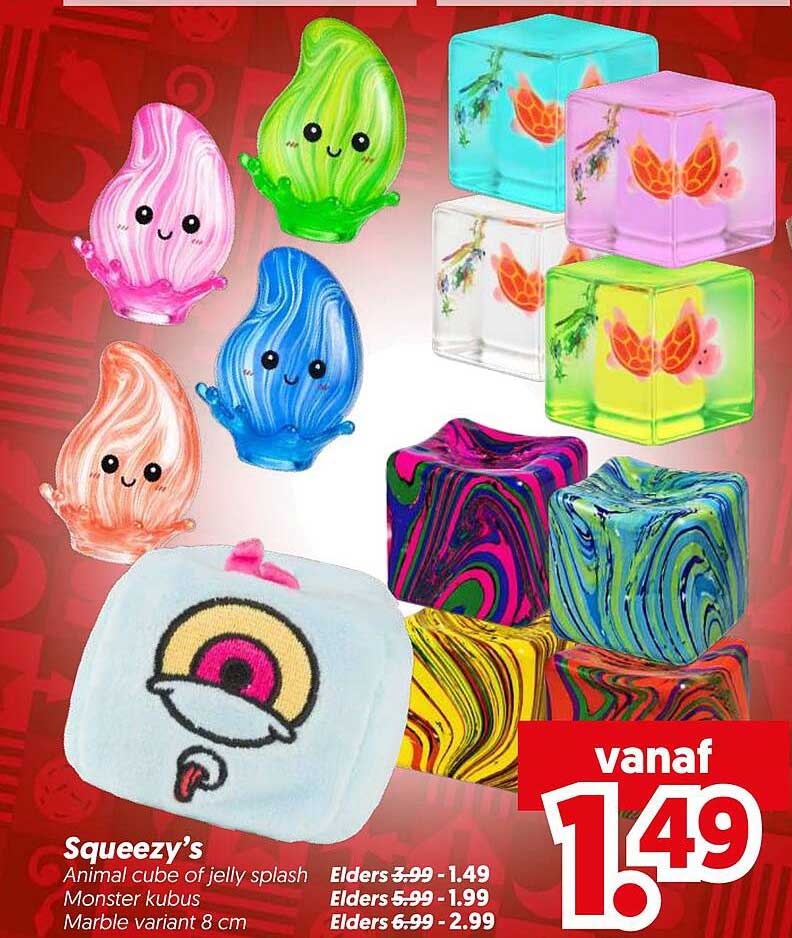 Squeezy’s Animal cube of jelly splash Monster kubus Marble variant 8 cm