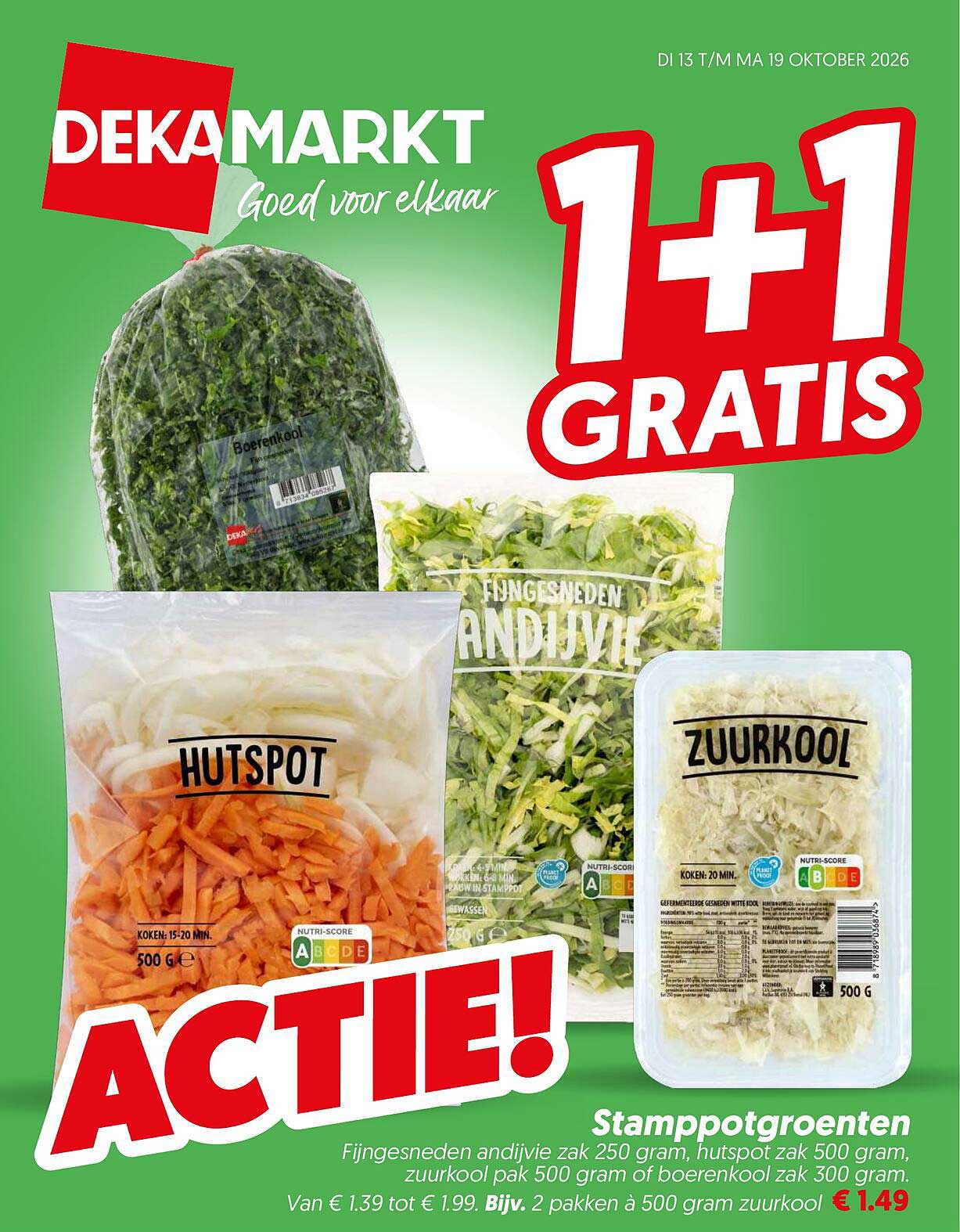 Stamppotgroenten 1+1 gratis