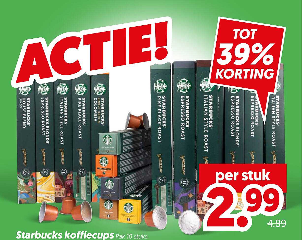 Starbucks koffiecups Pak 10 stuks. TOT 39% KORTING