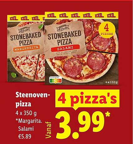 Steenoven-pizza 4 pizza's