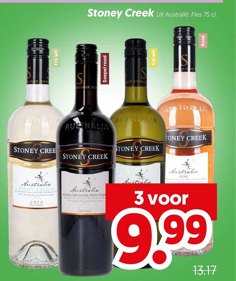 Stoney Creek Uit Australië. Fles 75 cl. 3 voor 9.99