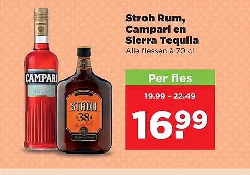 Stroh Rum, Campari en Sierra Tequila Alle flessen a 70 cl