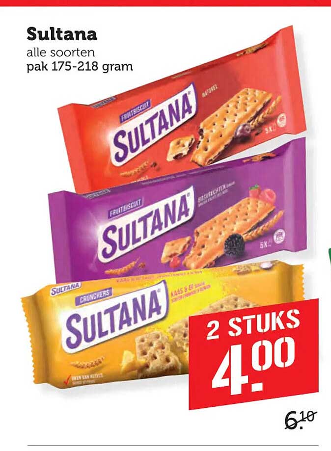 Sultana alle soorten pak 175-218 gram 2 stuks