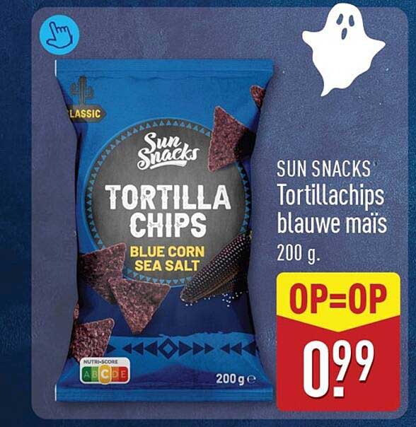 SUN SNACKS Tortillachips blauwe maïs 200 g OP=OP