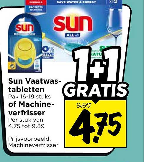 Sun Vaatwastabletten of Machineverfrisser 1+1 GRATIS