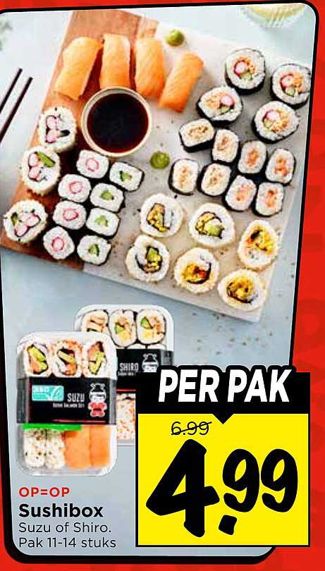 Sushibox Suzu of Shiro. Pak 11-14 stuks PER PAK