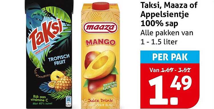 Taksi, Maaza of Appelsientje 100% sap