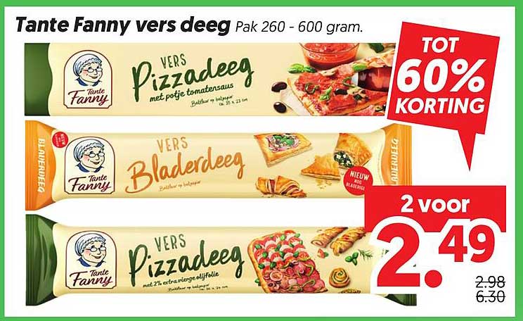 Tante Fanny vers deeg Pak 260 - 600 gram. TOT 60% KORTING