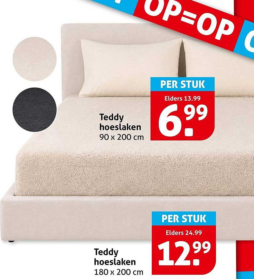 Teddy hoeslaken 90 x 200 cm