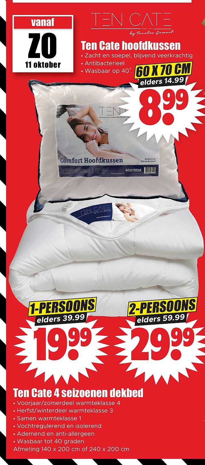 Ten Cate hoofdkussen 60 x 70 cm