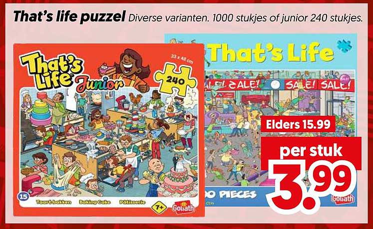 That's life puzzle Diverse varianten. 1000 stukjes of junior 240 stukjes.