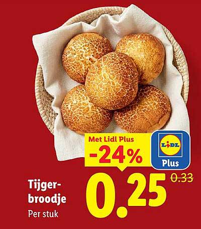 Tijgerbroodje Met Lidl Plus -24%