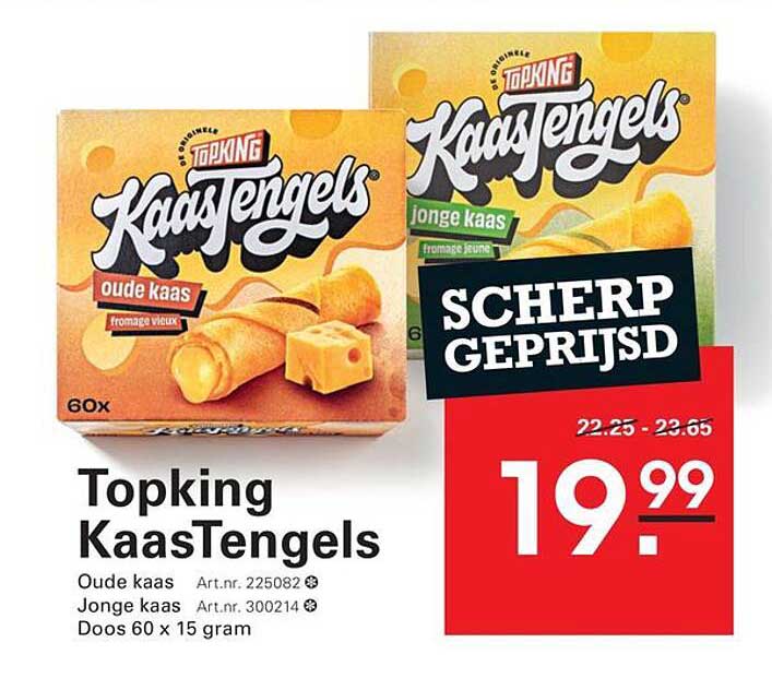 Topking Kaastengels Oude kaas of Jonge kaas SCHERP GEPRIJSD