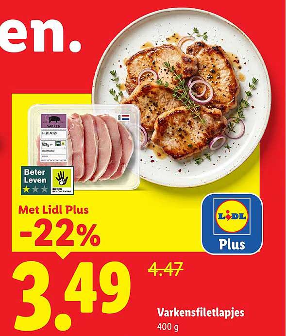 Varkensfiletlapjes 400 g Met Lidl Plus -22%
