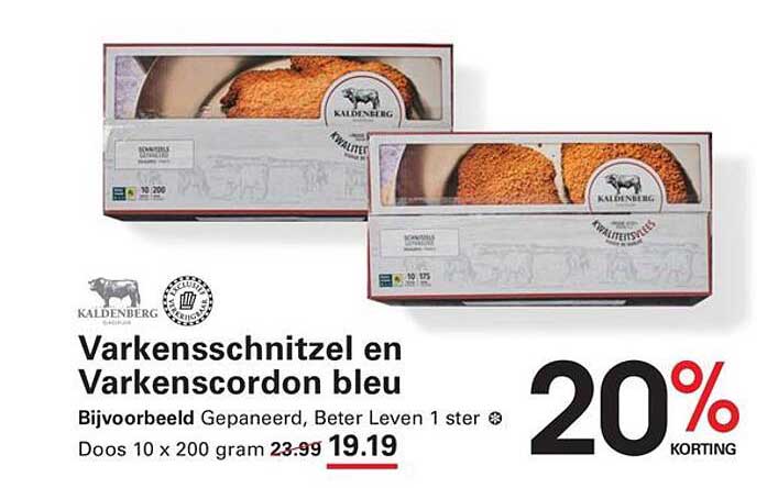 Varkensschnitzel en Varkenscordon bleu 20% KORTING