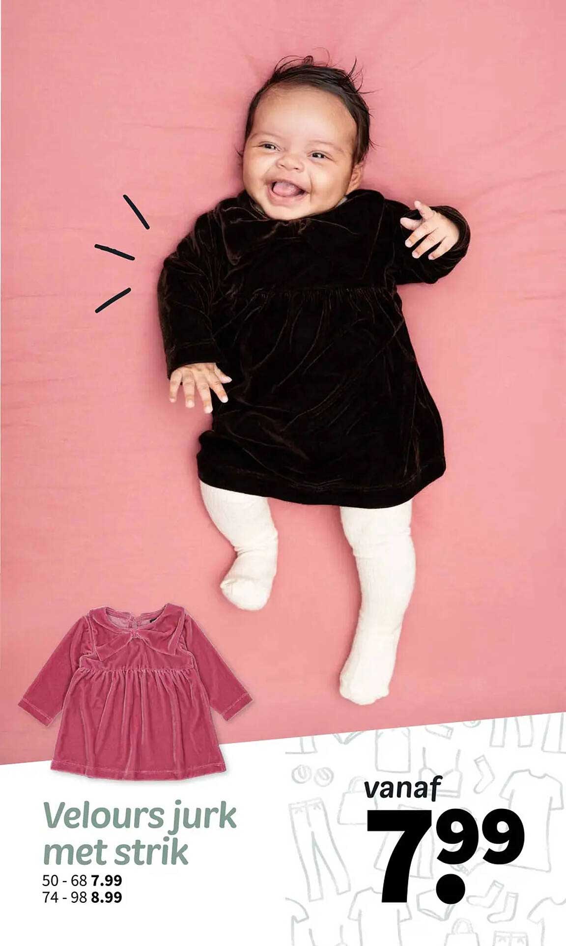 Velours jurk met strik
