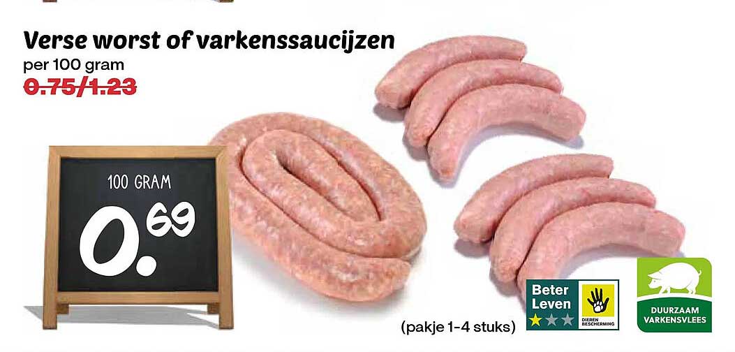 Verse worst of varkenssaucijzen
