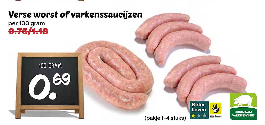 Verse worst of varkenssaucijzen