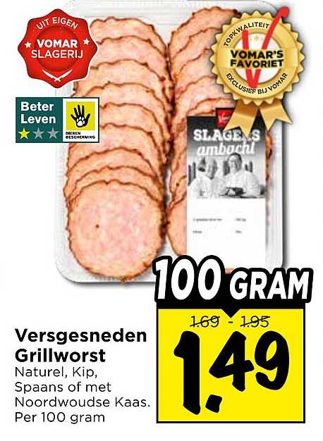 Versgesneden Grillworst