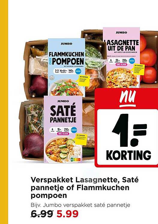 Verspakket Lasagnette, Saté pannetje of Flammkuchen pompoen 1.= korting