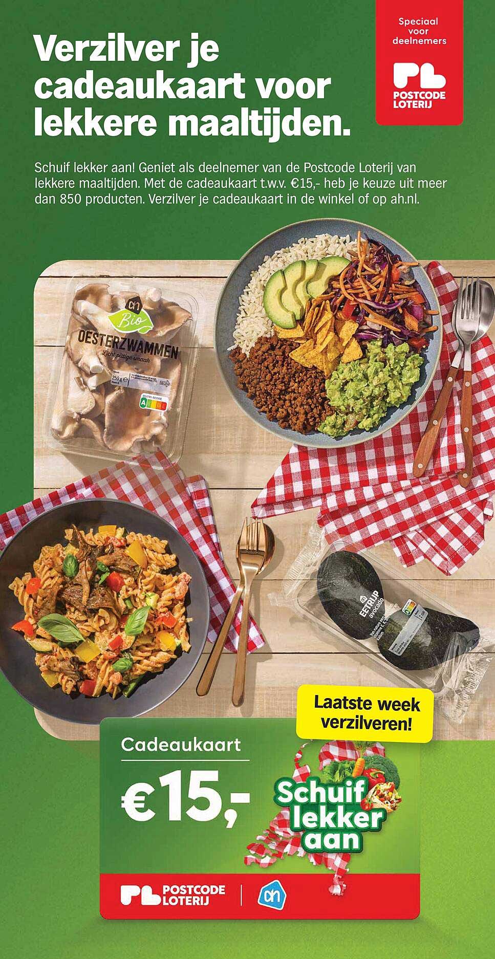 Verzilver je cadeaukaart voor lekkere maaltijden.