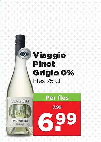 Viaggio Pinot Grigio 0% Fles 75 cl Per fles