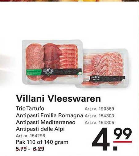 Villani Vleeswaren Trio Tartufo Antipasti Emilia Romagna Antipasti Mediterraneo Antipasti delle Alpi