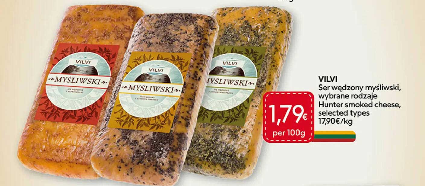 VILVI Ser wędzony myśliwski, wybrane rodzaje Hunter smoked cheese, selected types
