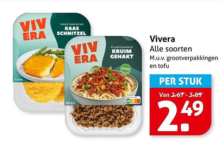 Vivera Alle soorten M.u.v. grootverpakkingen en tofu PER STUK