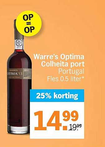 Warre’s Optima Colheita port Portugal Fles 0.5 liter* 25% korting
