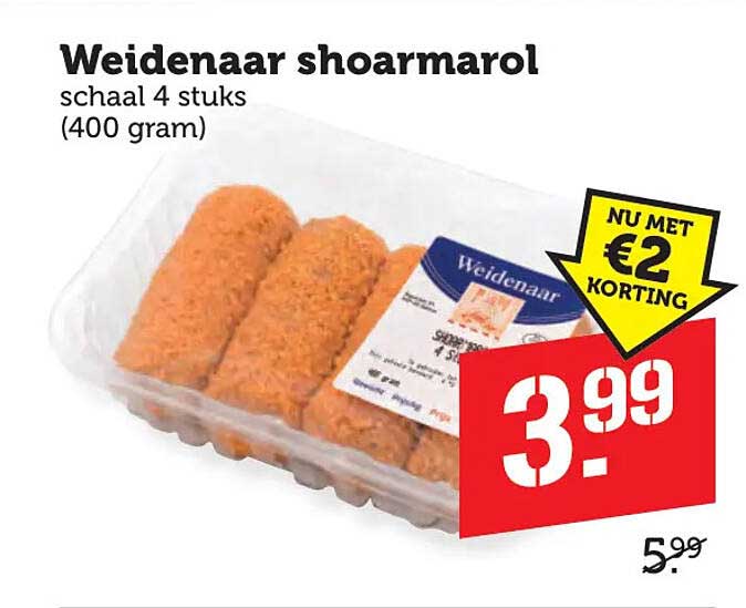 Weidenaar shoarmarol schaal 4 stuks (400 gram)