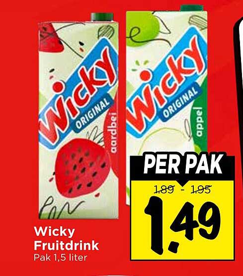 Wicky Fruitdrink Pak 1,5 liter