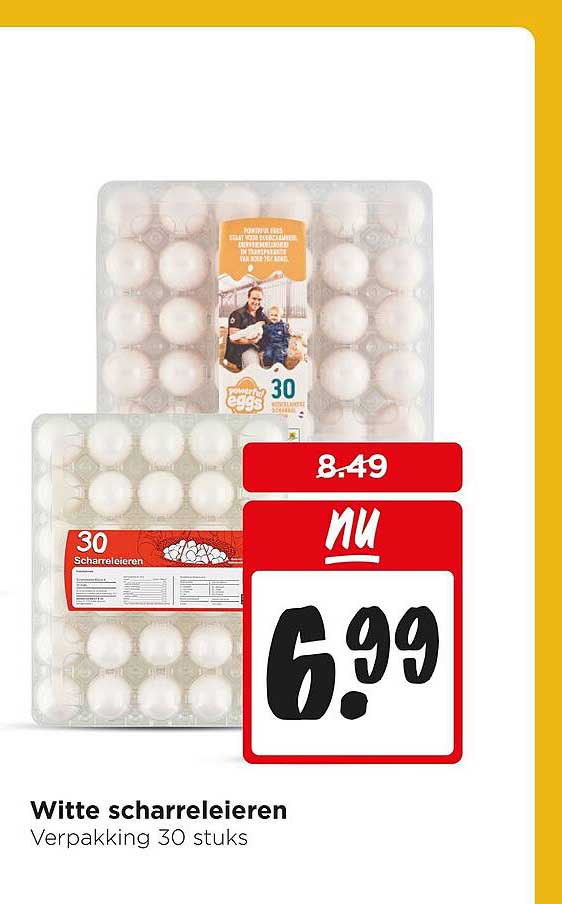 Witte scharreleieren Verpakking 30 stuks