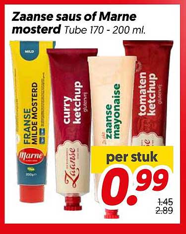 Zaanse saus of Marne mosterd Tube 170 - 200 ml.