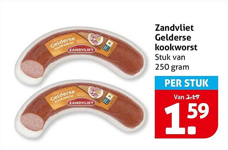 Zandvliet Gelderse kookworst Stuk van 250 gram