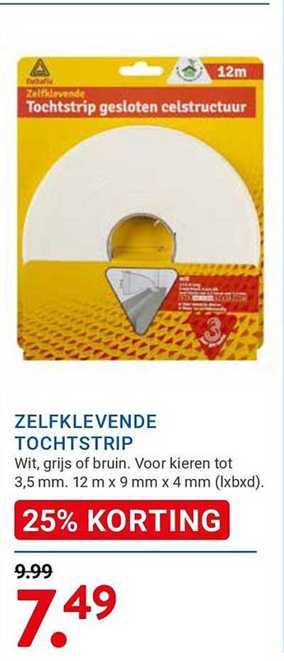 ZELFKLEVENDE TOCHTSTRIP 25% KORTING