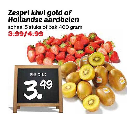 Zespri kiwi gold of Hollandse aardbeien schaal 5 stuks of bak 400 gram