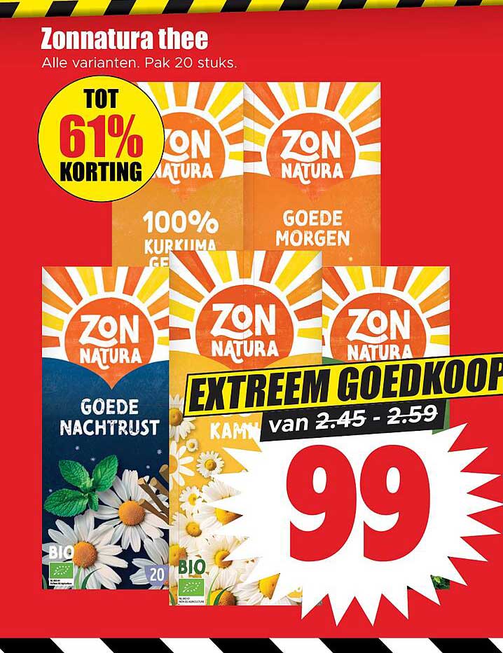 Zonnatura thee Alle varianten. Pak 20 stuks. TOT 61% KORTING