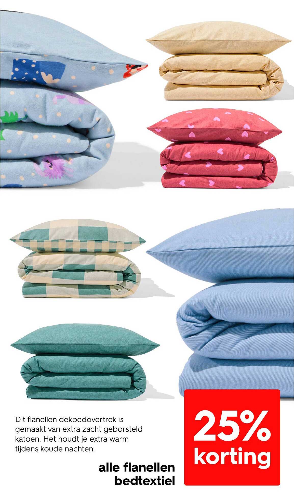 25% korting op alle flanellen bedtextiel